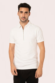 Organic Cotton Pique Zippered Collar Shirt