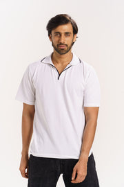 Organic Cotton Pique Buttonless Collar shirt