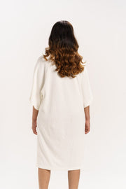 ORGANIC COTTON WAFFLE KNIT LOOSE DRESS with Parchment