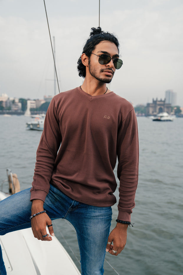 ORGANIC COTTON  V NECK SWEAT SHIRT FOR MEN