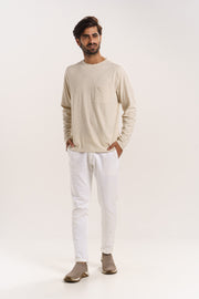 LINEN JERSEY POCKET TEE