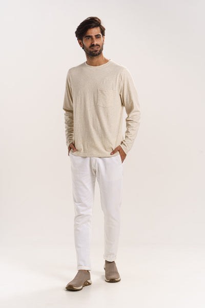 LINEN JERSEY POCKET TEE
