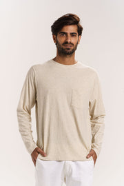 LINEN JERSEY POCKET TEE