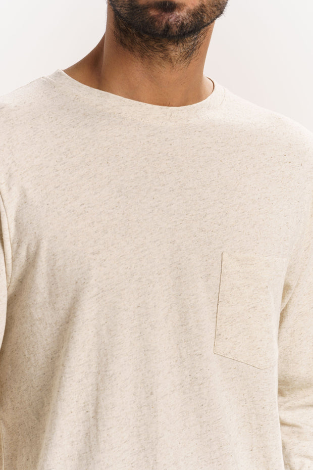 LINEN JERSEY POCKET TEE